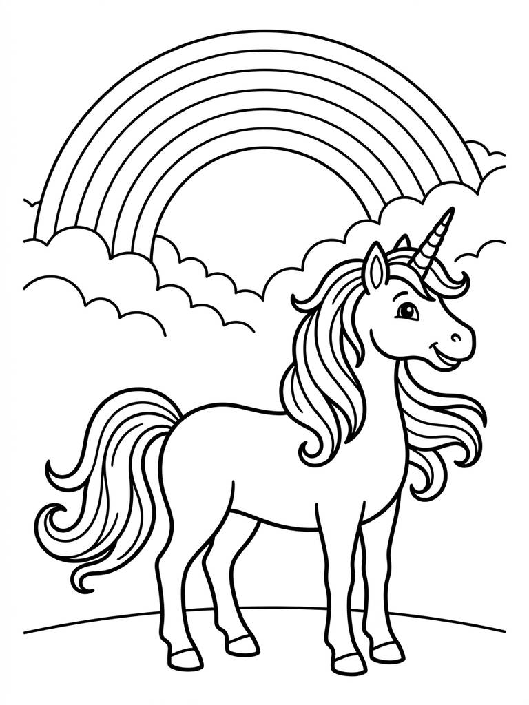 Unicorn Horse With Flowing Mane Coloring Page