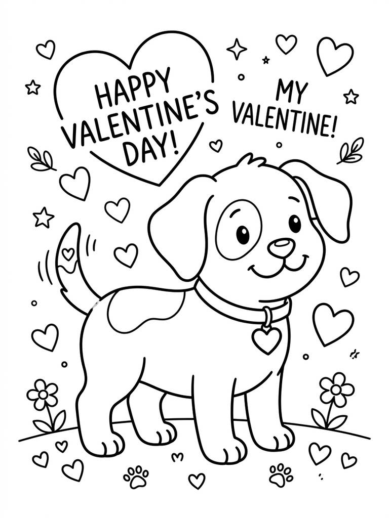 Valentine's Day Dog Coloring Pages