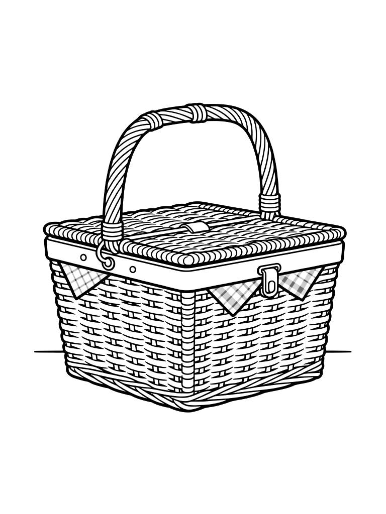 Wicker Picnic Basket Coloring Page