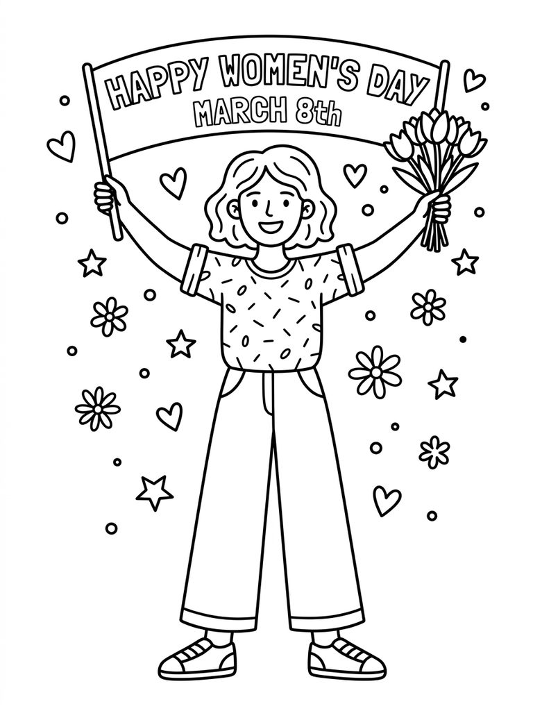 Women's Day Coloring Page March
