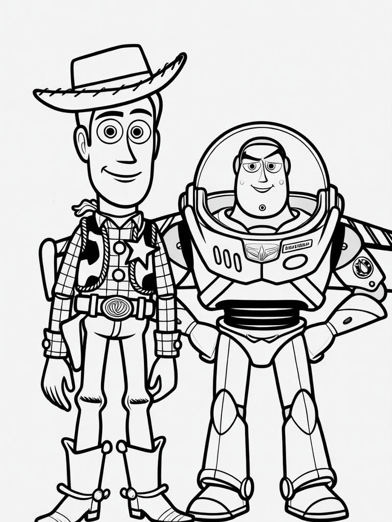 Woody And Buzz Lightyear Together Coloring Page