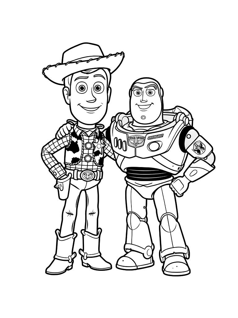 Woody And Buzz Lightyear Together Coloring Page