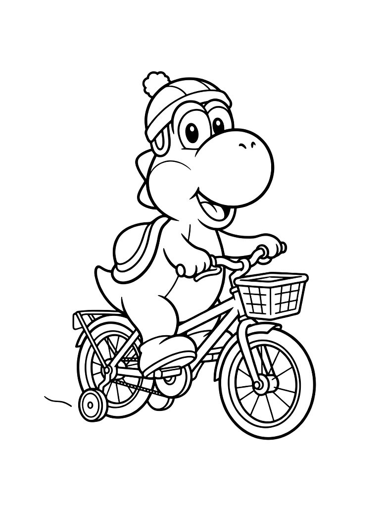 Yoshi Riding Scene Coloring Page
