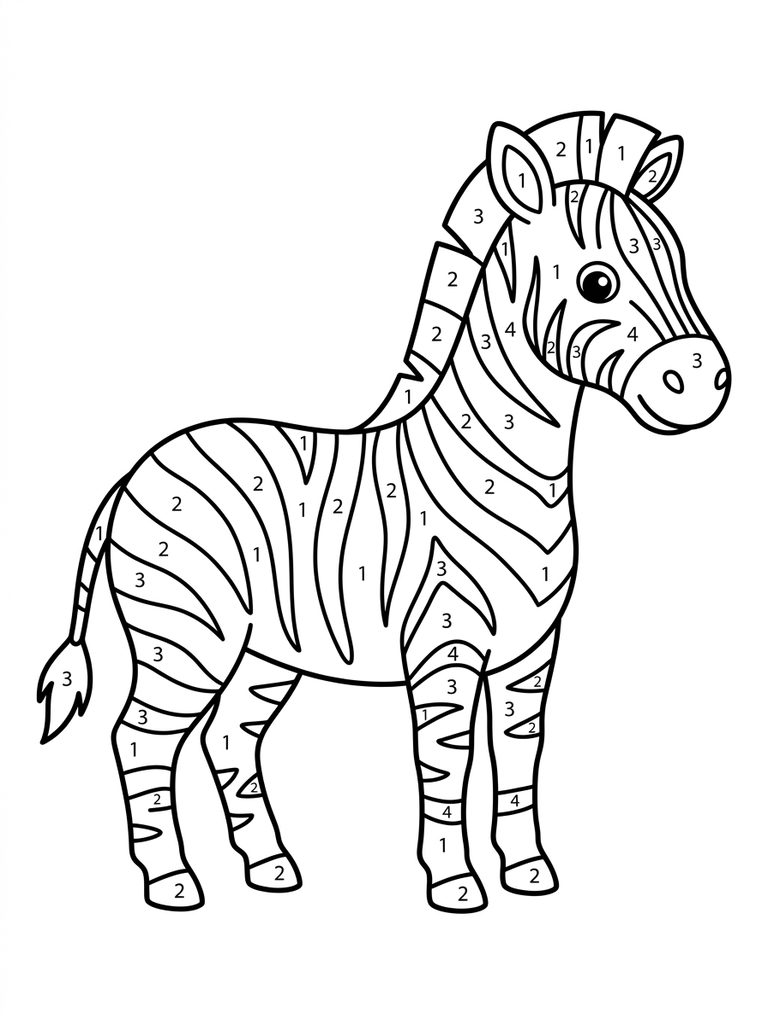 Zebra Color By Number Coloring Page