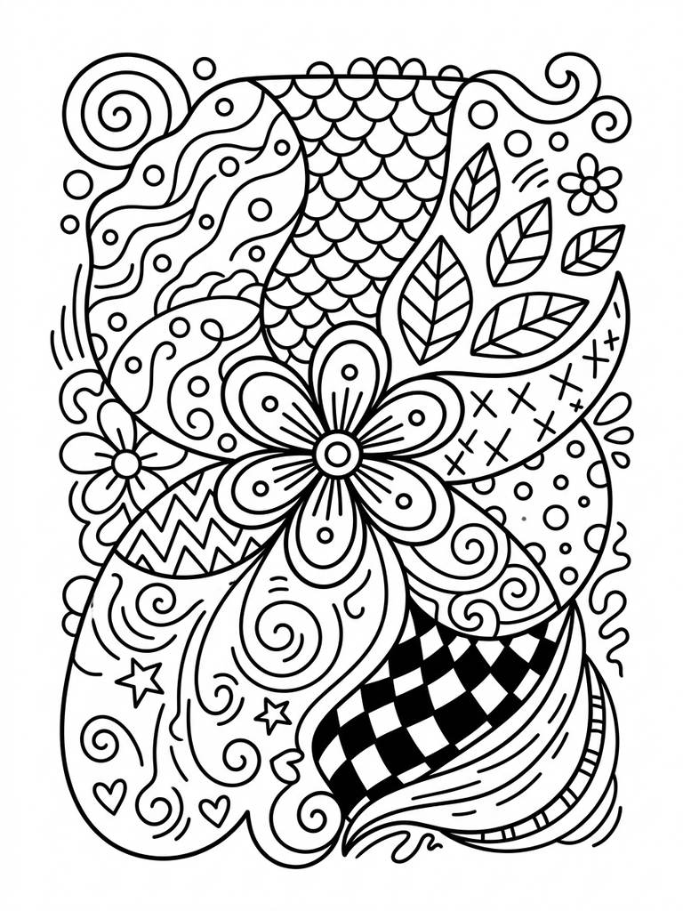 Zen Tangle Inspired Abstract Art Coloring Page